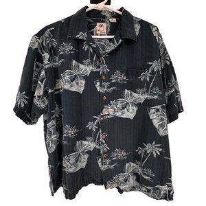 Brigata 100 Silk Shirt Floral Palm Tree Short Sleeve Women’s Size XL